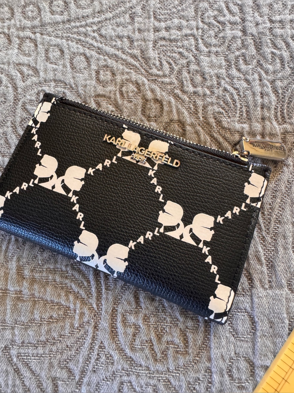 Karl Lagerfeld Black Wallet with White Logo Pattern